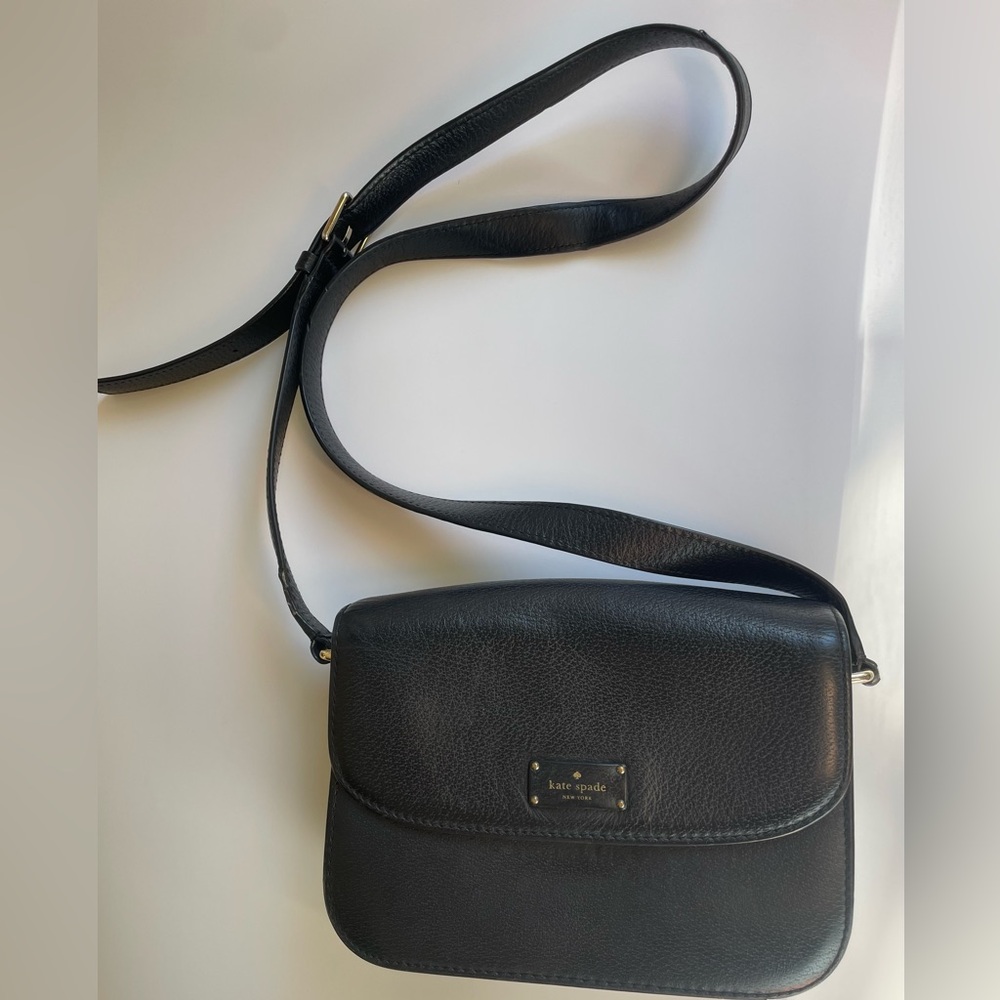 Kate Spade Black  Adelaide Grove Street Black Leather Crossbody Shoulder Bag